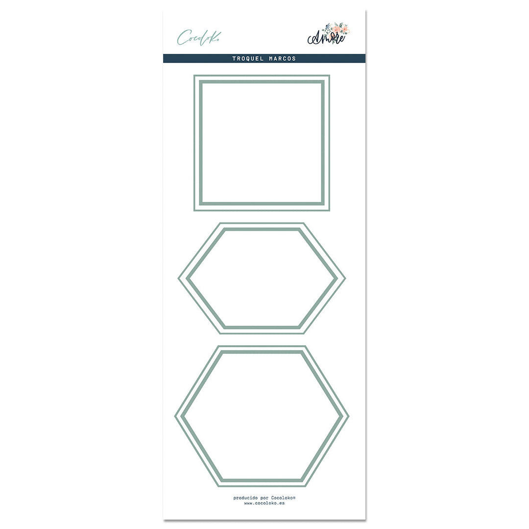 Conjunto de 3 molduras de corte metálicas com formas geométricas em cartão branco