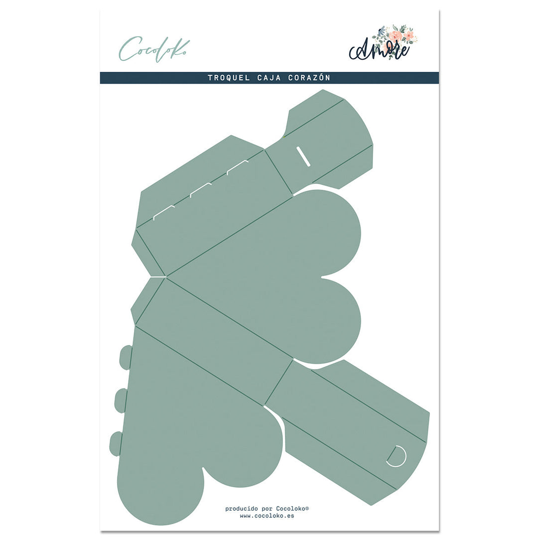 Molde de papel cinzento para caixa em forma de coração