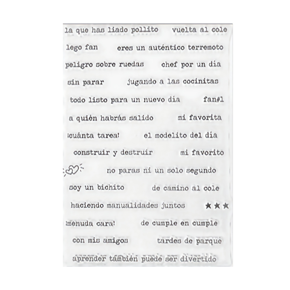 Folha com várias frases em espanhol escritas à mão em linhas paralelas