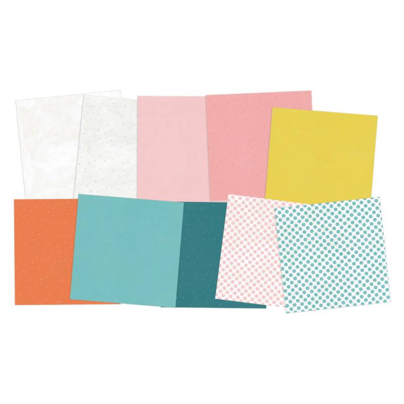 Folhas quadradas de papel coloridas e com padrões variados