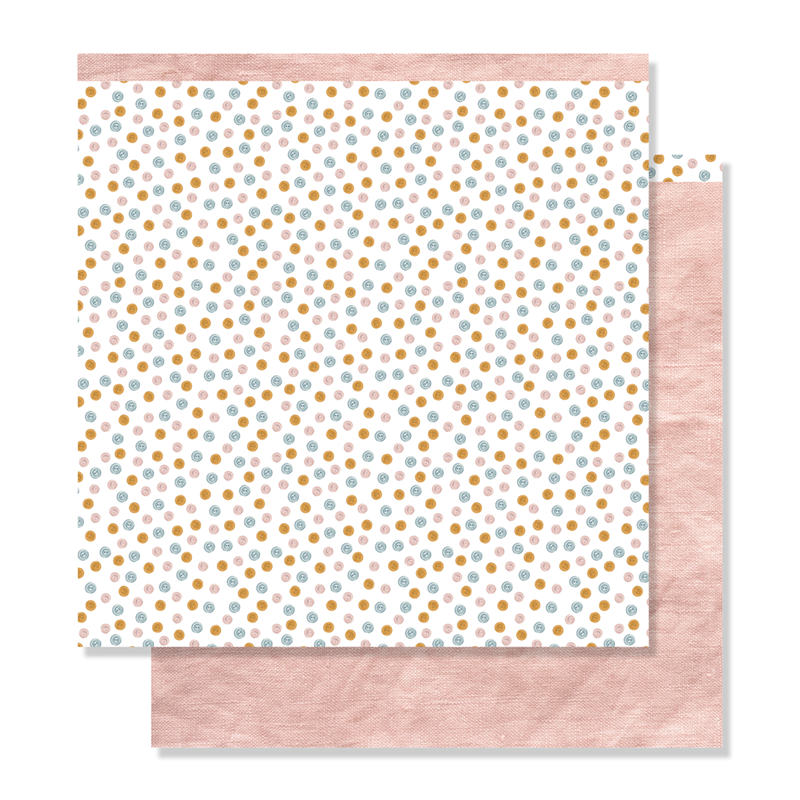 Papel decorativo com bolinhas coloridas e verso cor de rosa