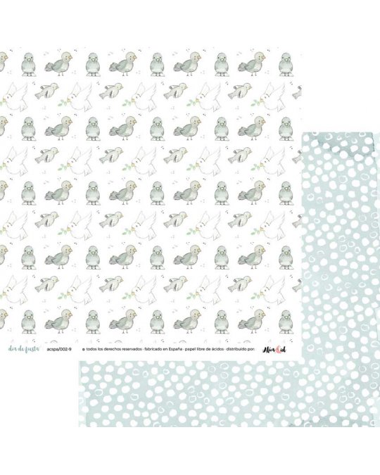 Folha dupla face de papel para scrapbook com padrão de pássaros e bolinhas