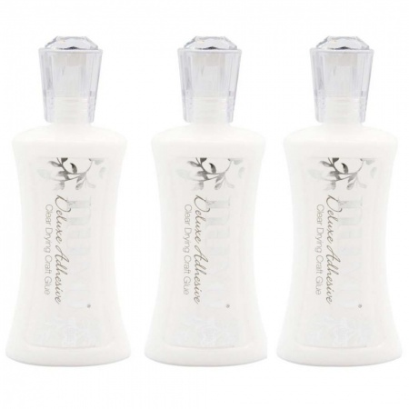 Três frascos de cola para artesanato Deluxe Adhesive com tampa transparente