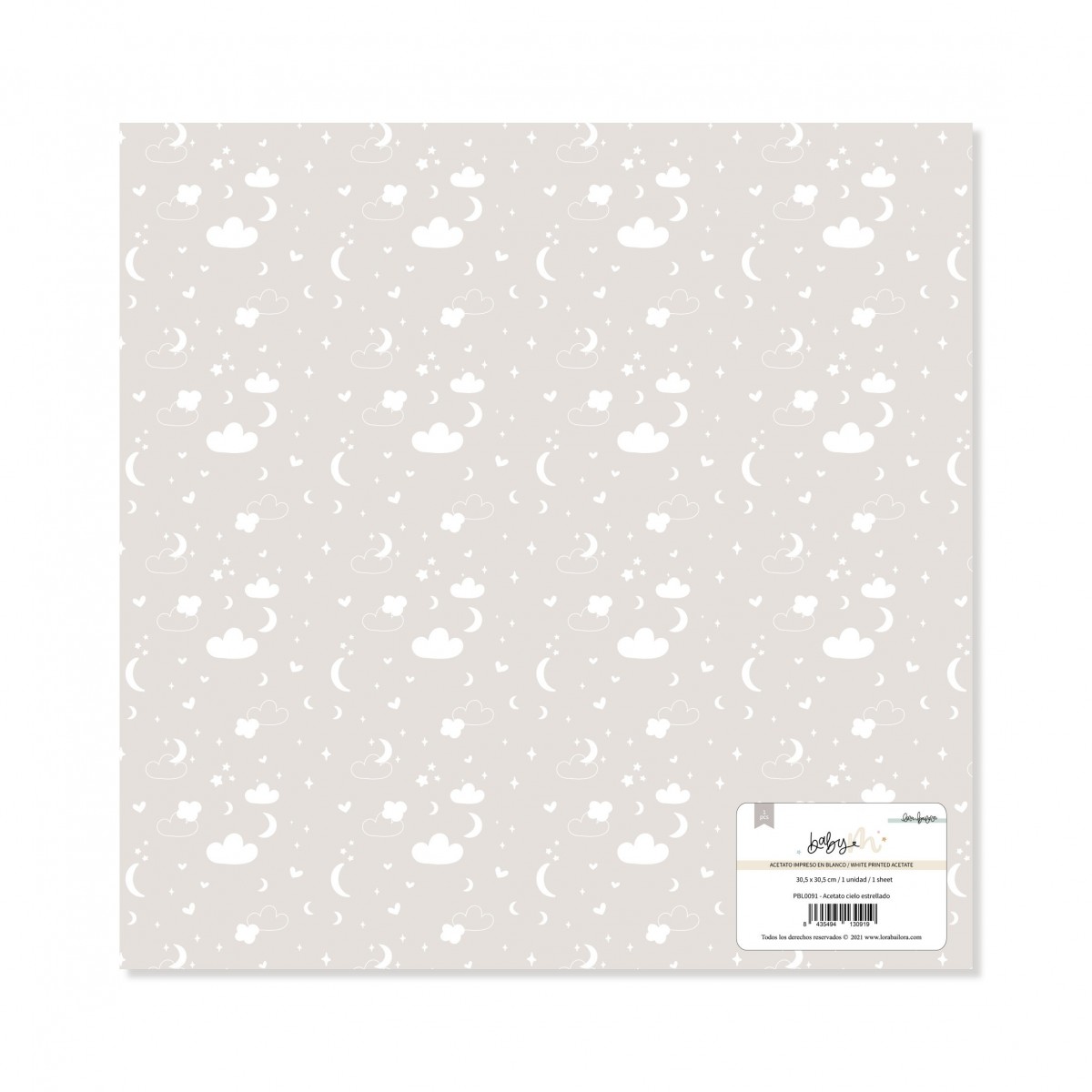 Papel de embrulho para bebé com patinhos e estrelas em fundo bege