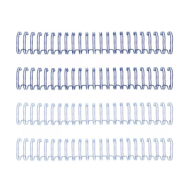 Conjunto de molas metálicas para encadernação prateadas em quatro fileiras
