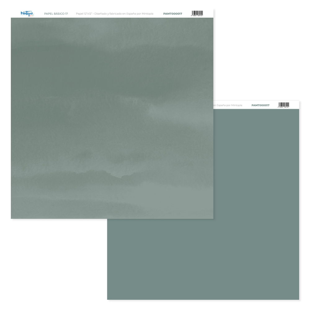 Papel branco texturizado cinza esverdeado com etiqueta no topo