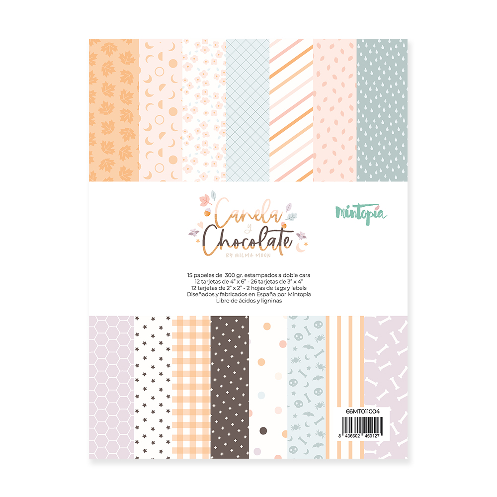 Pack de papéis decorativos com padrões em tons pastel