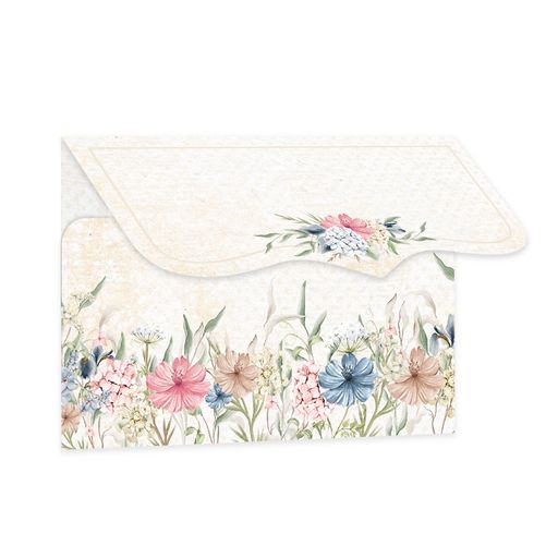 Envelope decorativo com padrão floral em tons pastel