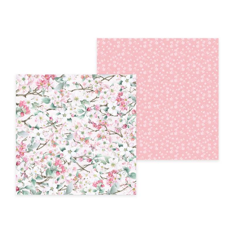 Folhas de papel decorativo com padrões florais em rosa e branco