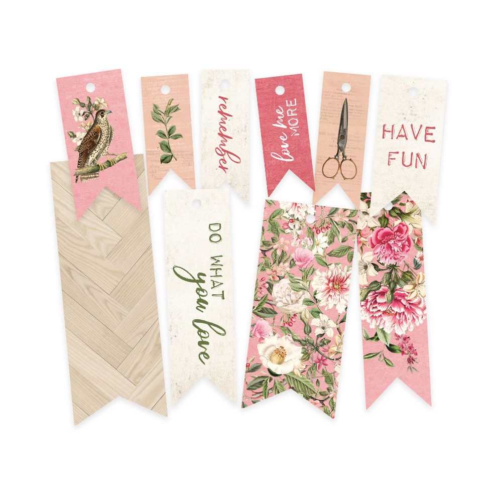 Conjunto de marcadores de páginas coloridos com designs florais e frases motivacionais