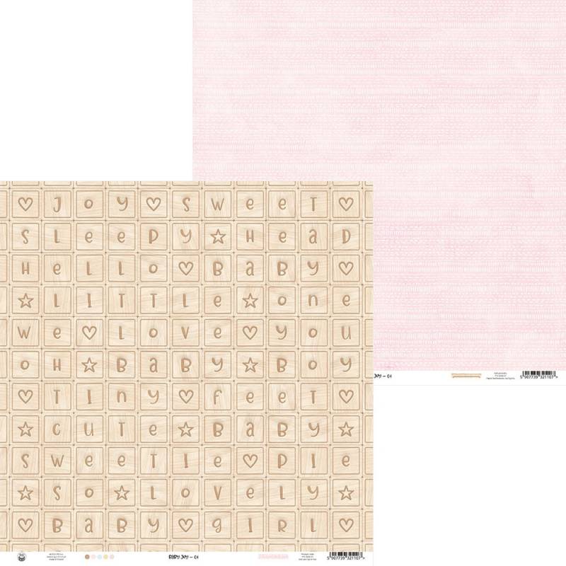Papel decorativo para scrapbooking com padrões bege e rosa