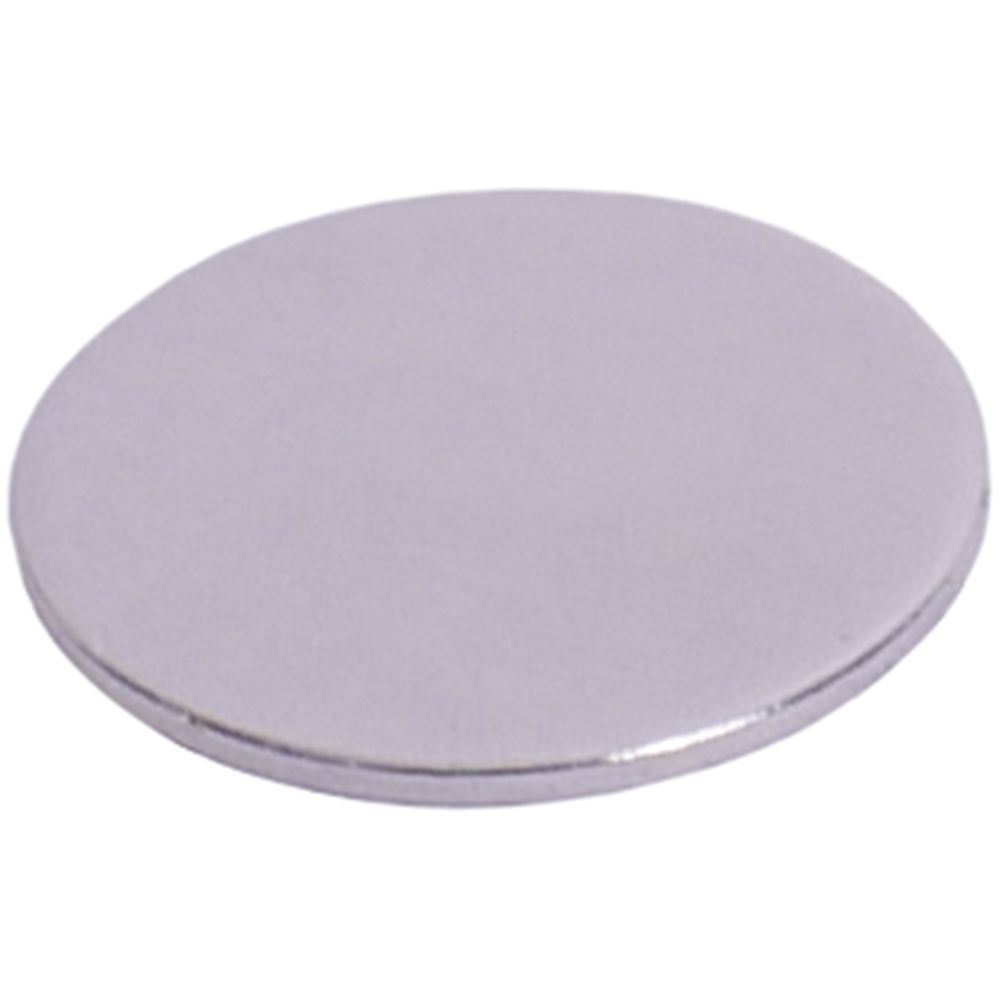 Disco circular prateado sobre fundo branco