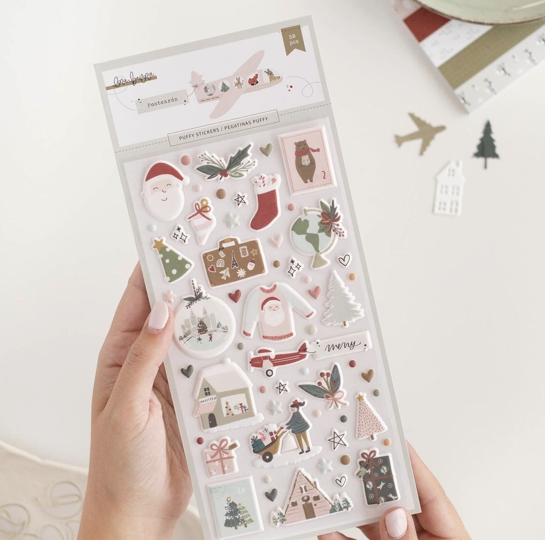 Autocolantes natalícios coloridos com motivos de Natal em fundo transparente