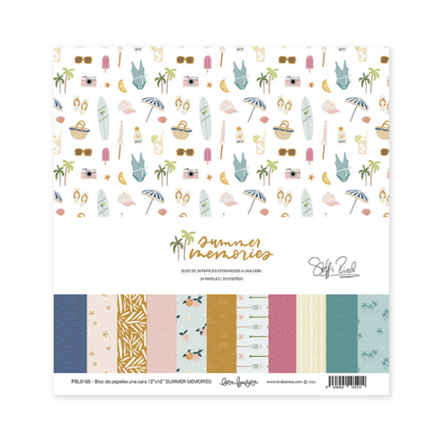 Bloco de papel decorativo com tema de verão e padrões coloridos