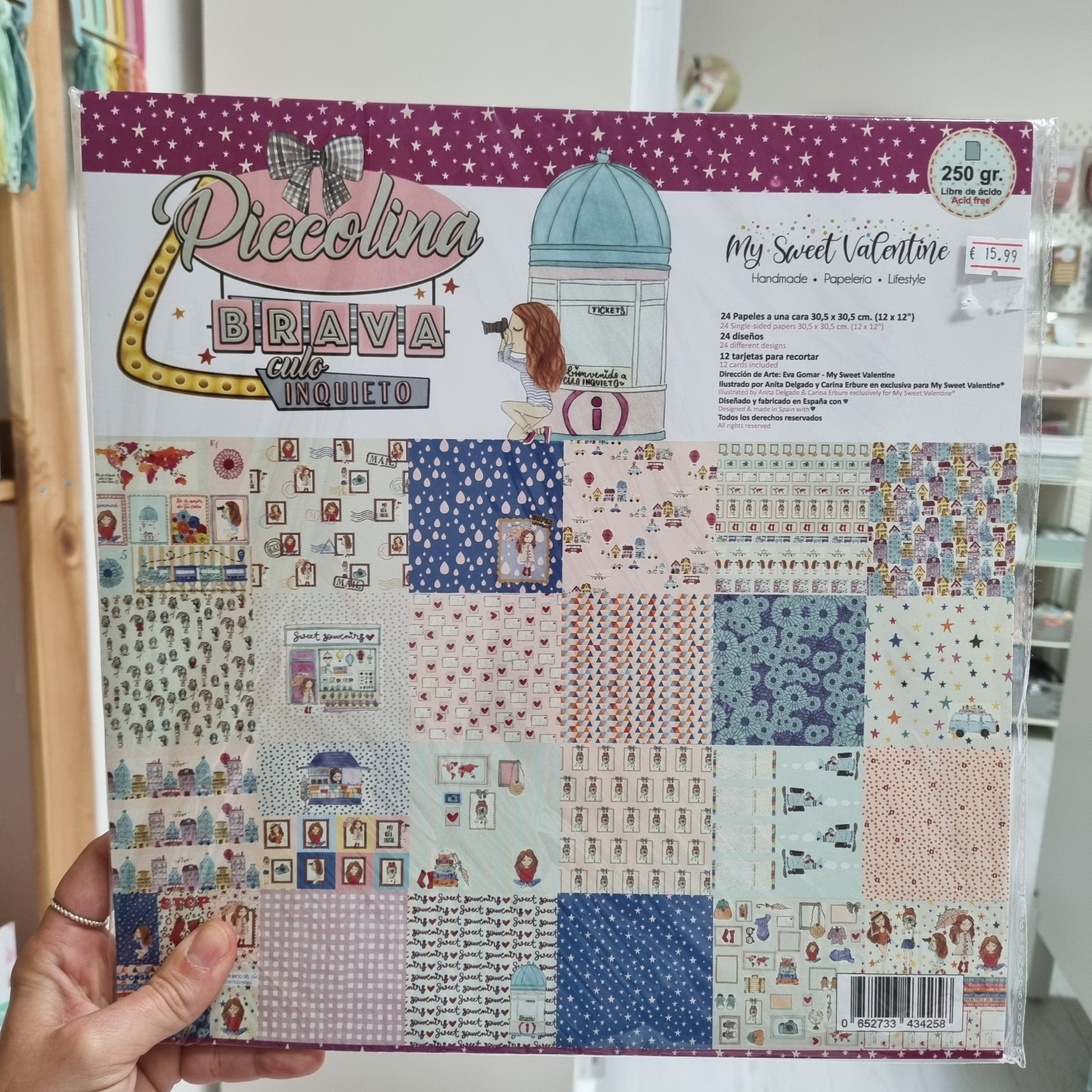 Bloco de papel decorativo Riceolina Brava culo Inquieto com várias ilustrações e padrão colorido