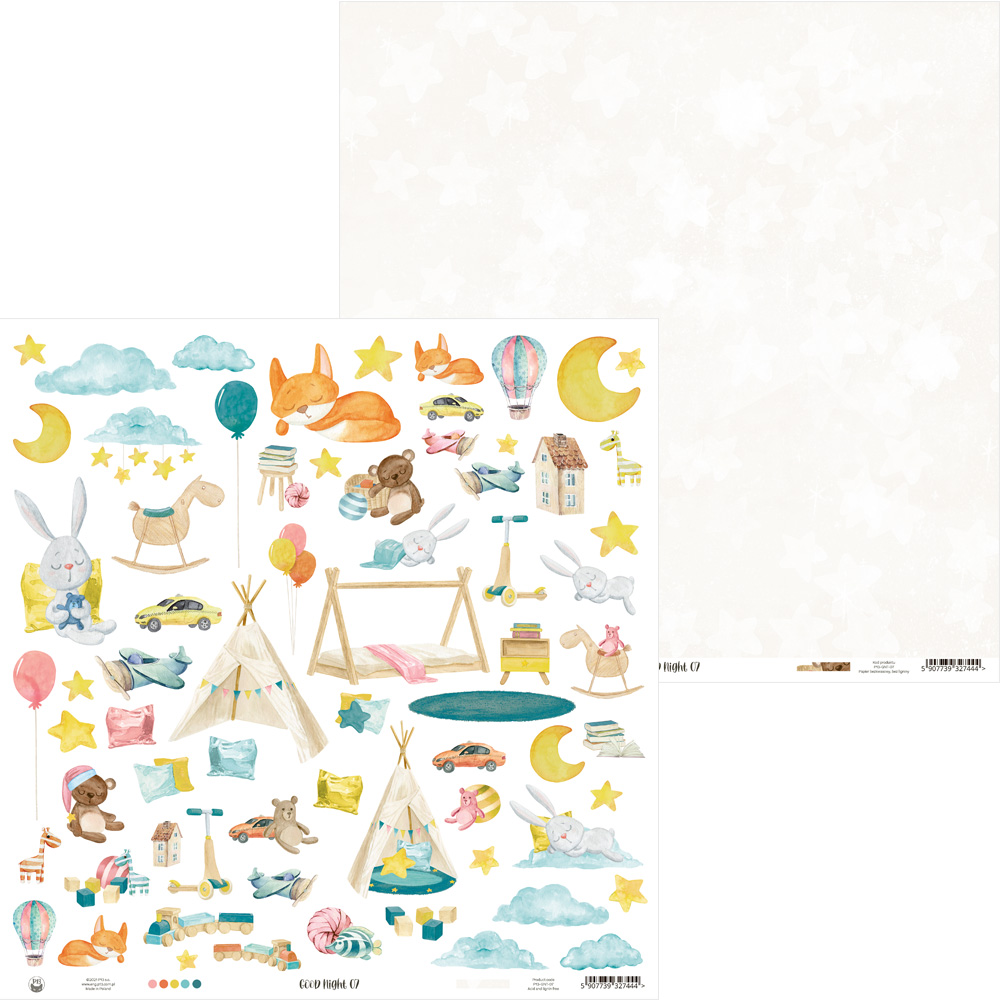 Padrão infantil colorido com animais, balões e brinquedos