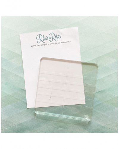 Bloco de metacrilato transparente para carimbos com embalagem branca