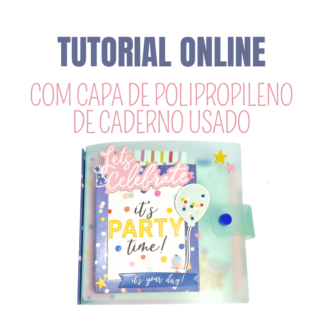 Caderno com capa de polipropileno transparente esverdeado e frases decorativas coloridas