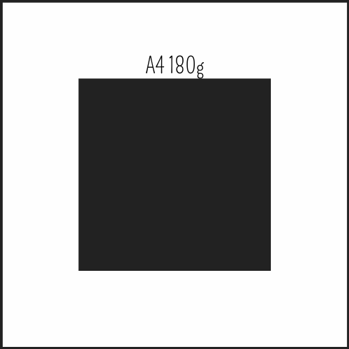 Quadrado preto com texto A4 180g em fundo branco