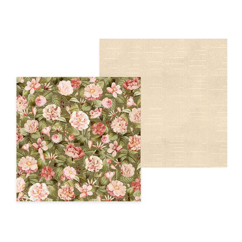 Papéis decorativos quadrados com padrão floral vintage e padrão de texto em fundo bege