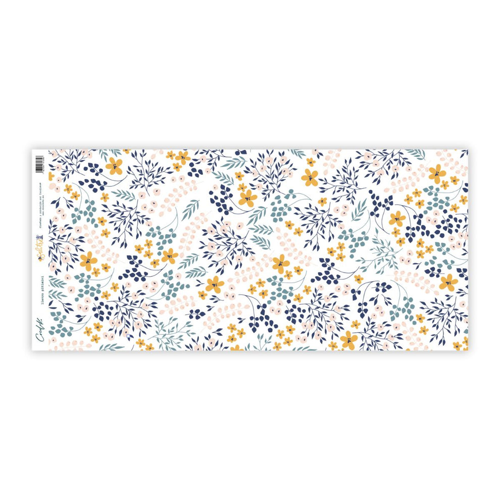 Papel estampado floral colorido sobre fundo branco