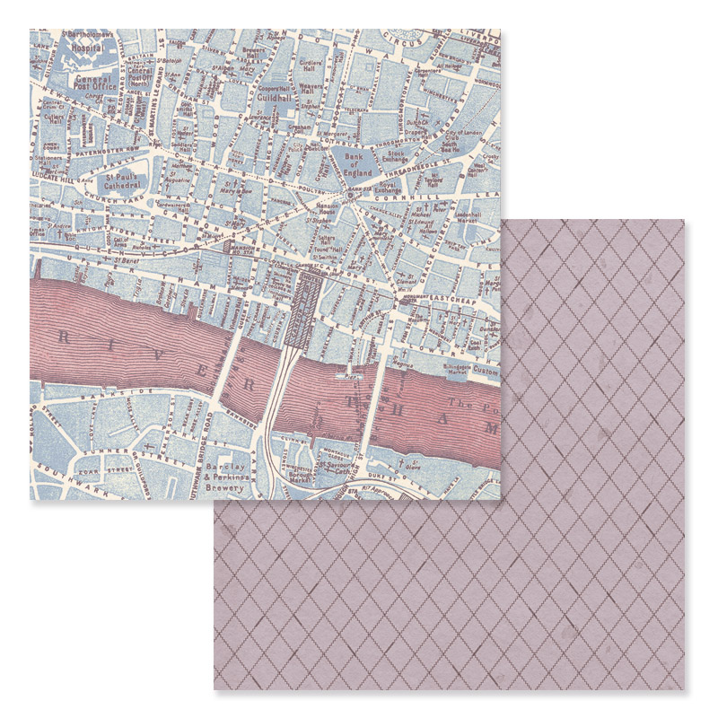 Folhas de papel para scrapbook com padrão de mapa antigo e padrão geométrico