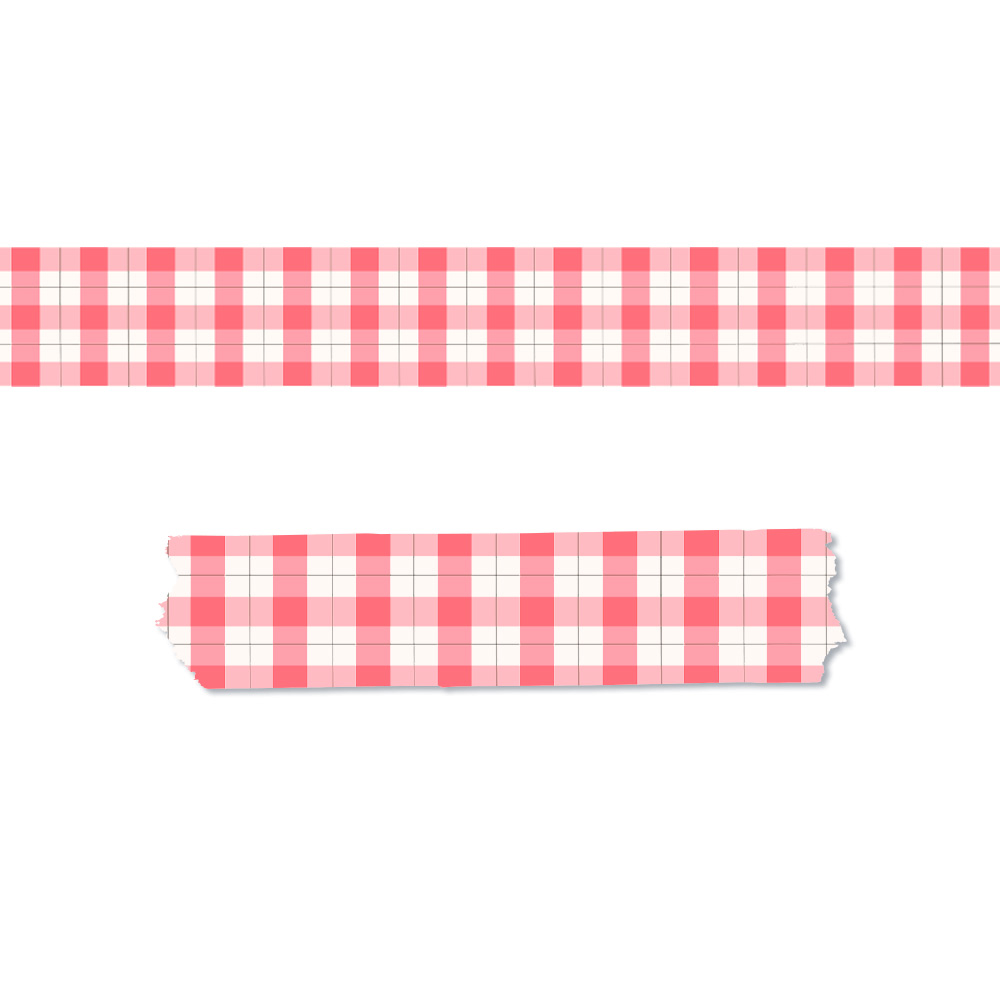 Fita adesiva decorativa xadrez vermelho e branco