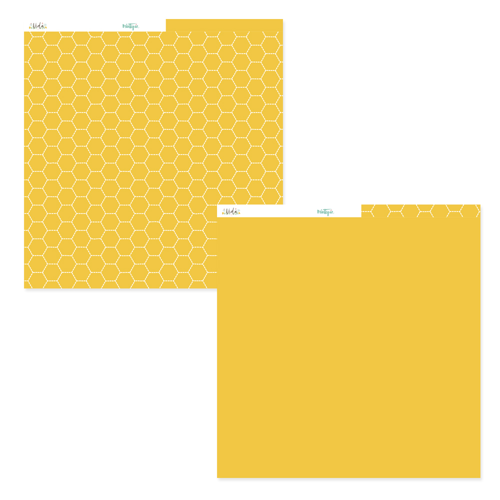 Folhas de papel decorativo amarelo com padrão hexagonal branco