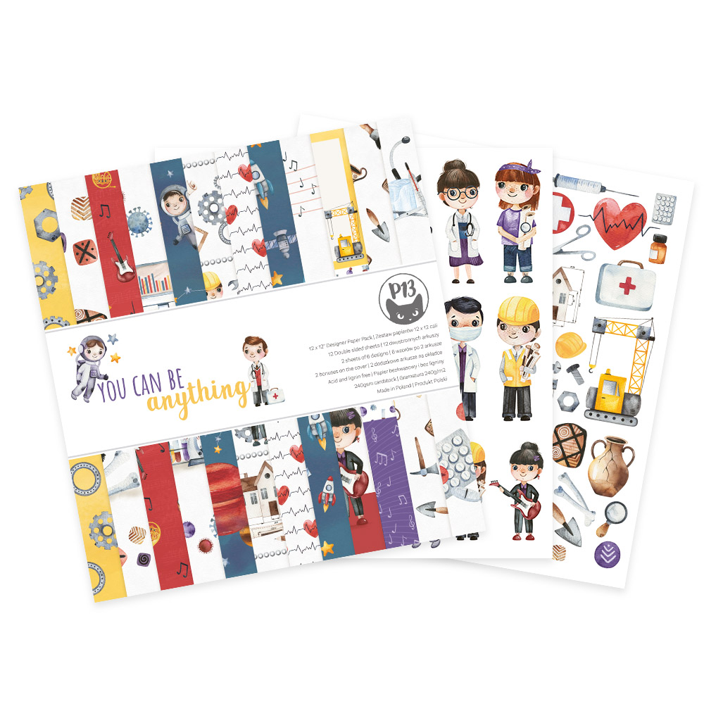 Folhas de autocolantes de profissões com ilustrações coloridas e texto