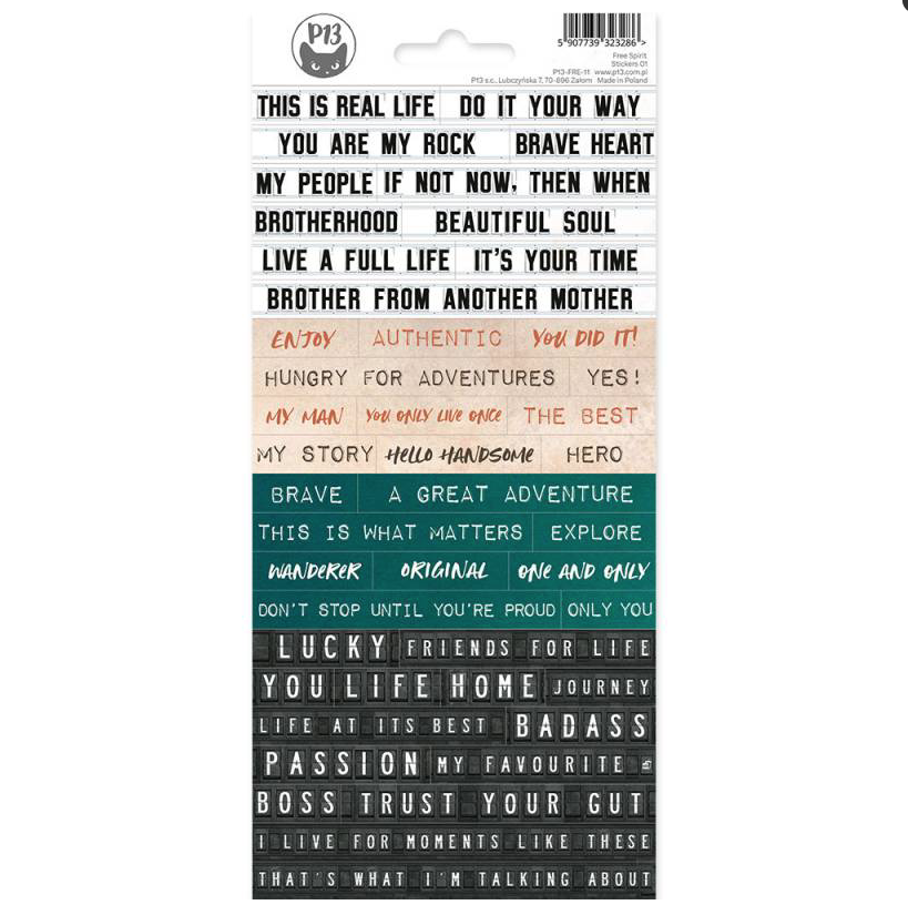 Conjunto de autocolantes com frases inspiradoras em vários fundos coloridos