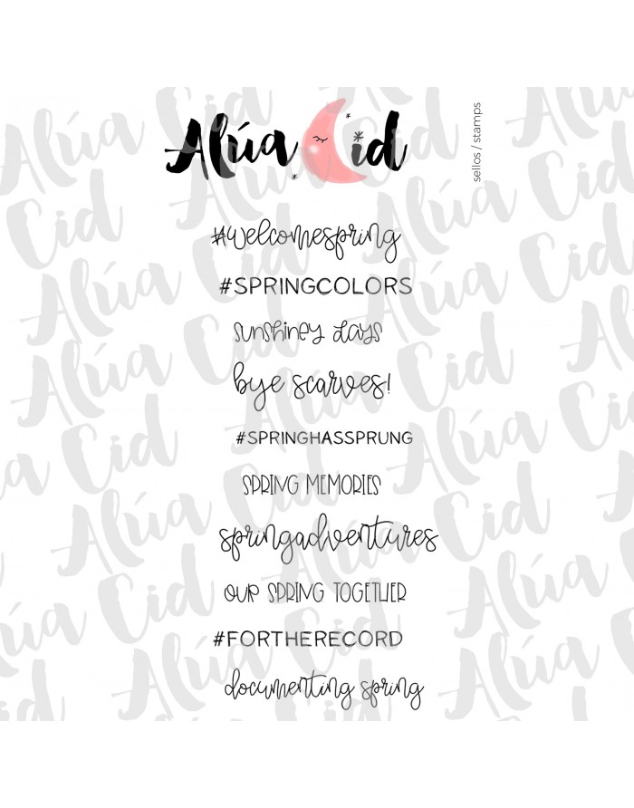 selos adesivos com textos sobre primavera