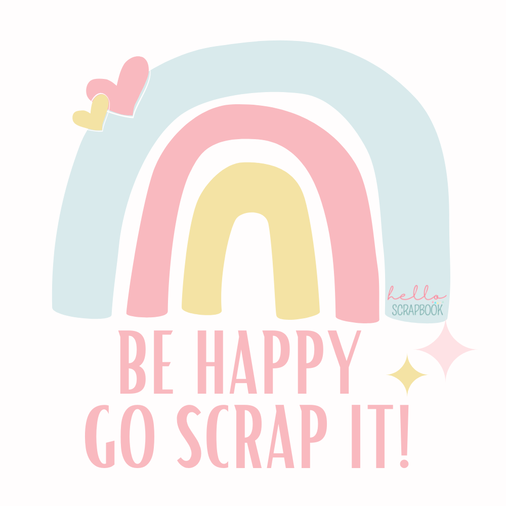 Ilustração de arco-íris colorido com texto motivacional em rosa