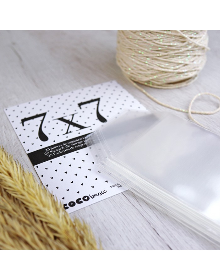 Pacote de sacos transparentes plásticos com padrões de corações e embalagem COCO basic