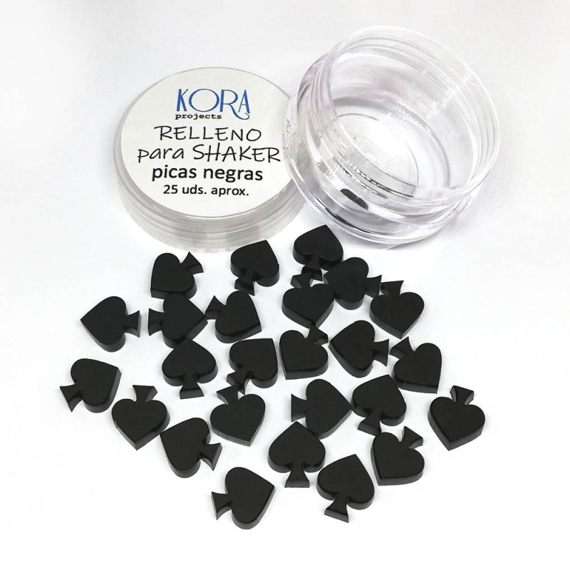 Pequena embalagem plástica com scrappers pretos em forma de picas