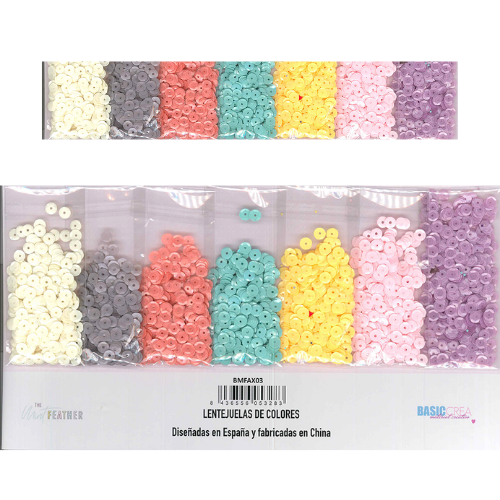 Pacote de lentejuelas planas multicolor em saco plástico