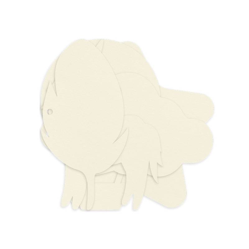 Folhas decorativas em forma de peixes em cartão branco