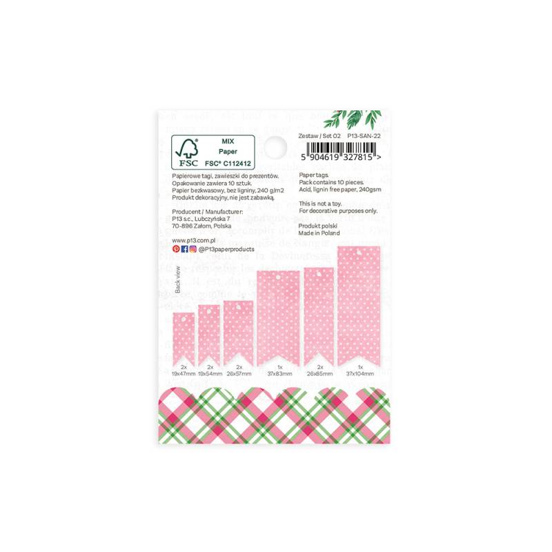 Embalagem de guardanapos de papel rosa com padrão de pontos e suporte xadrez colorido