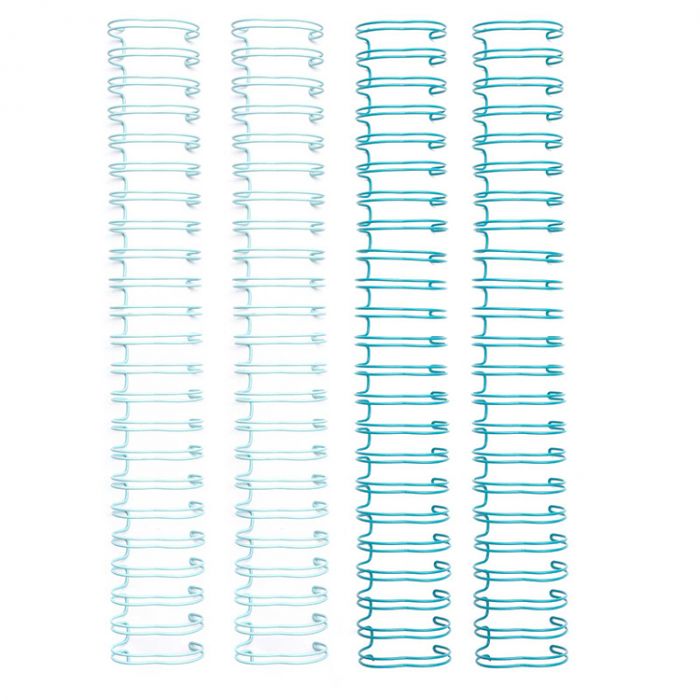 Espirais de encadernação plásticas brancas e azuis lado a lado