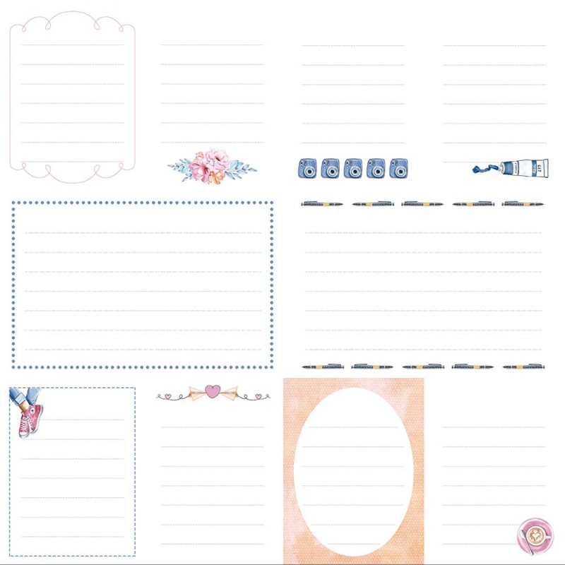 Vários fundos decorativos para escrita com linhas e ornamentos artísticos.