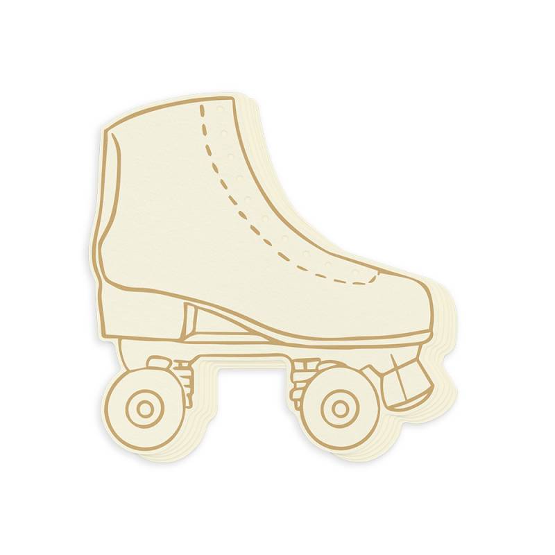 Ilustração de patim de rodas bege com quatro rodas e para-choques