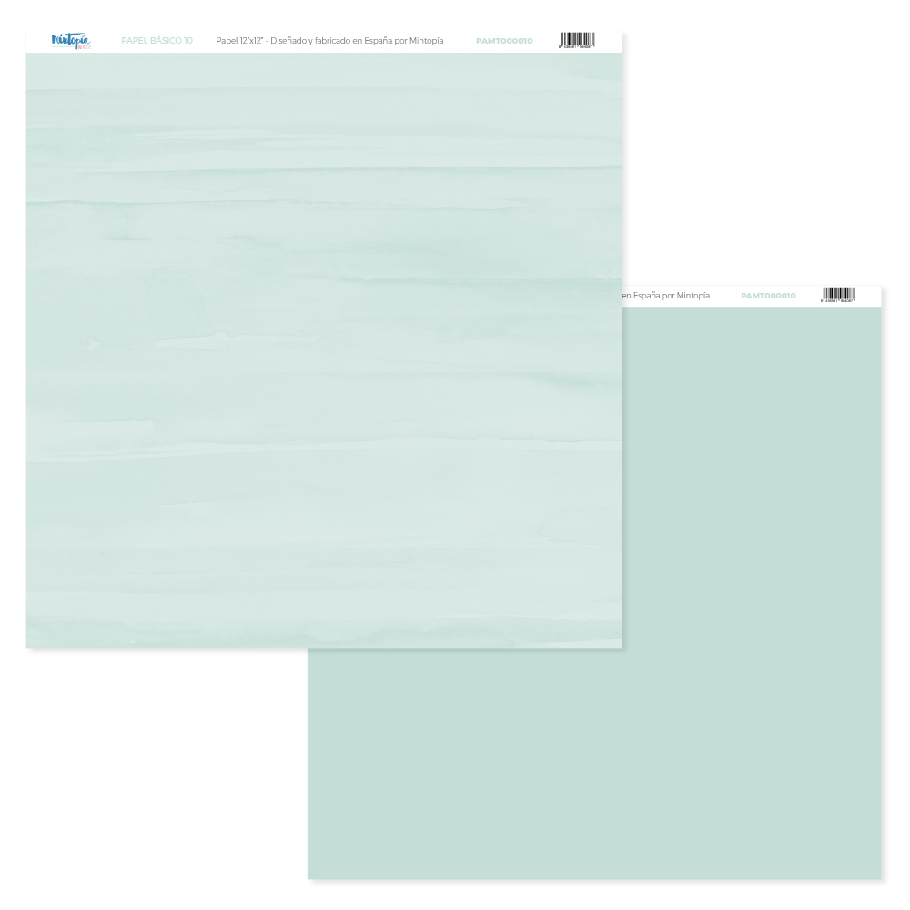 Folhas de papel craft azul e verde com etiquetas no topo