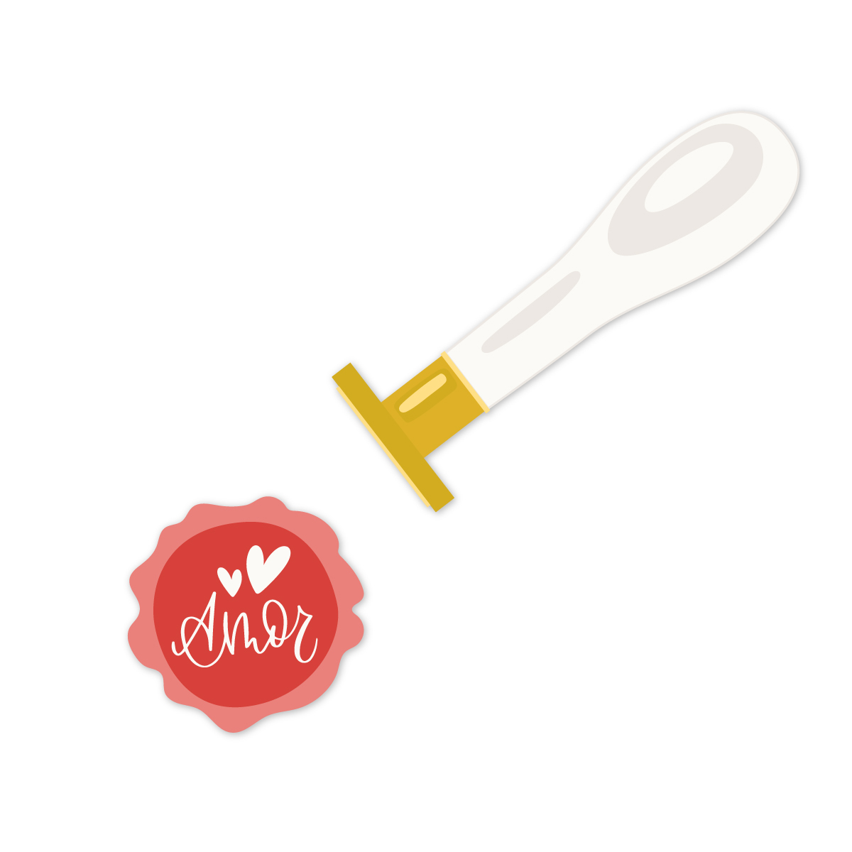 Carimbo com selo vermelho e texto Amor