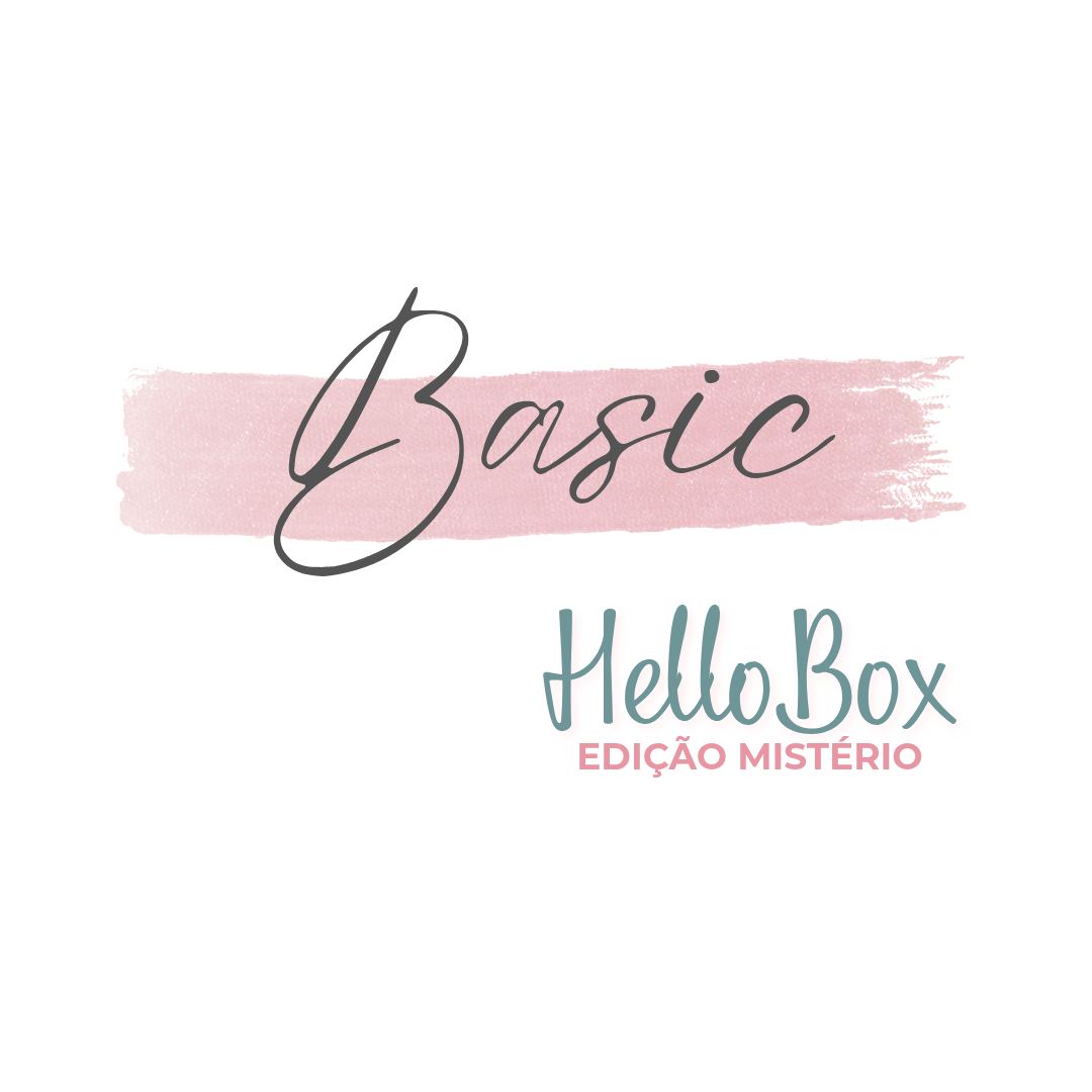 Logótipo com texto Basic e HelloBox EDIÇÃO MISTÉRIO sobre fundo branco