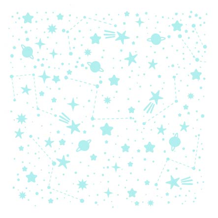 Papel de parede azul-claro com padrão de estrelas e planetas