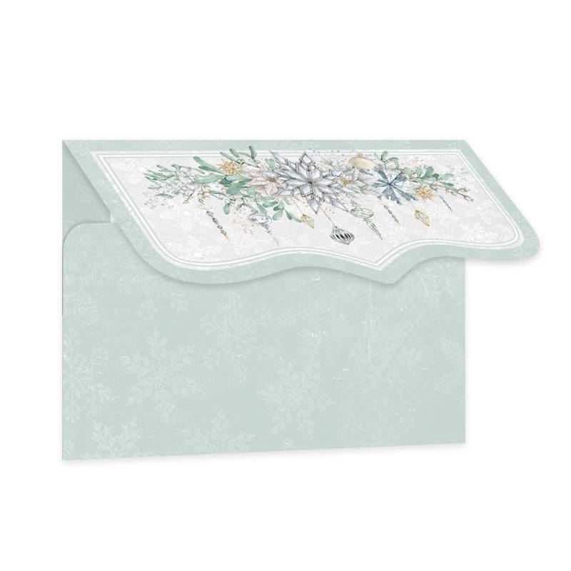 Envelope azul claro com decoração floral na aba