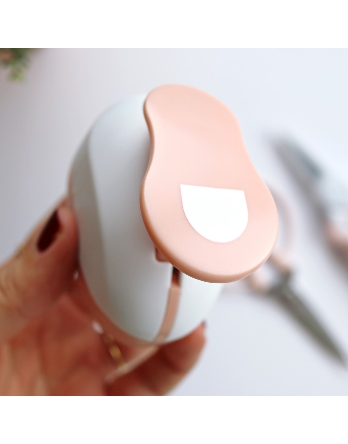 Carimbo de plástico branco e rosa claro com área branca