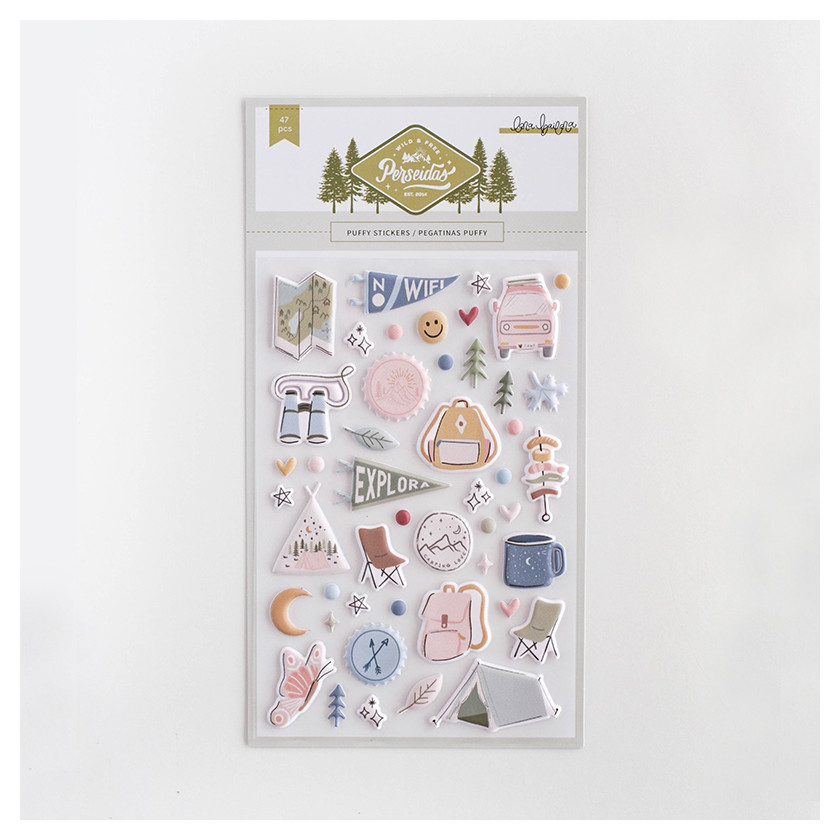 Conjunto de autocolantes para festas com temática de campismo e natureza