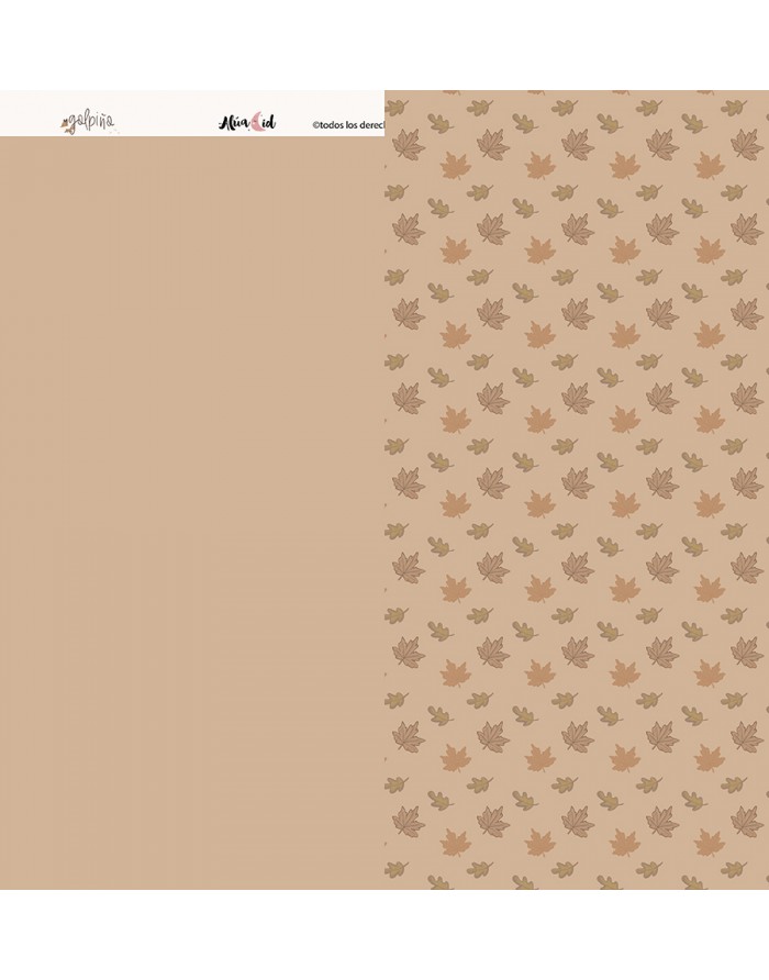 Papel decorativo com padrão de folhas e texto na parte superior