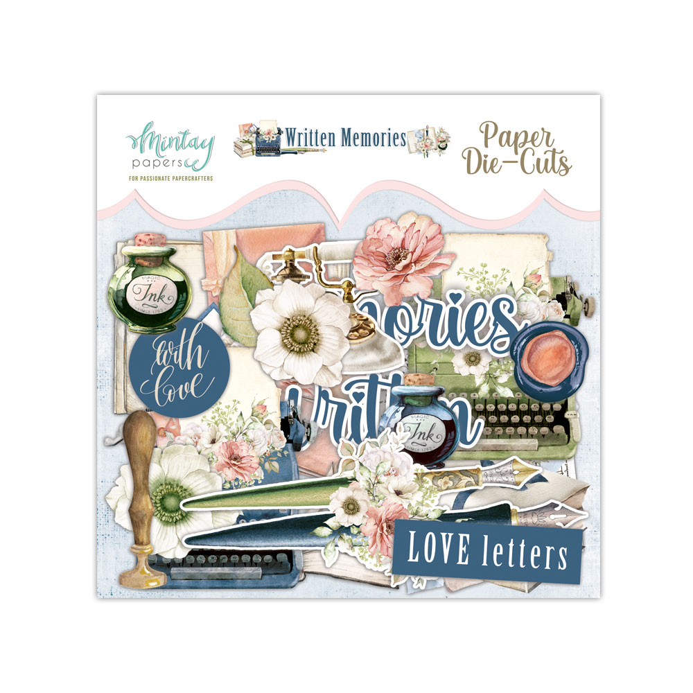 Pacote de Paper Die-Cuts com motivos vintage e texto 'LOVE letters'