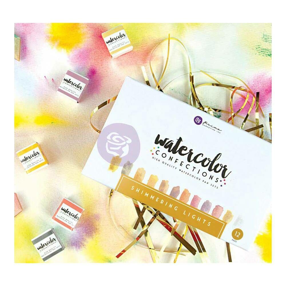 Caixa branca de aquarelas Watercolor Confections com texto 